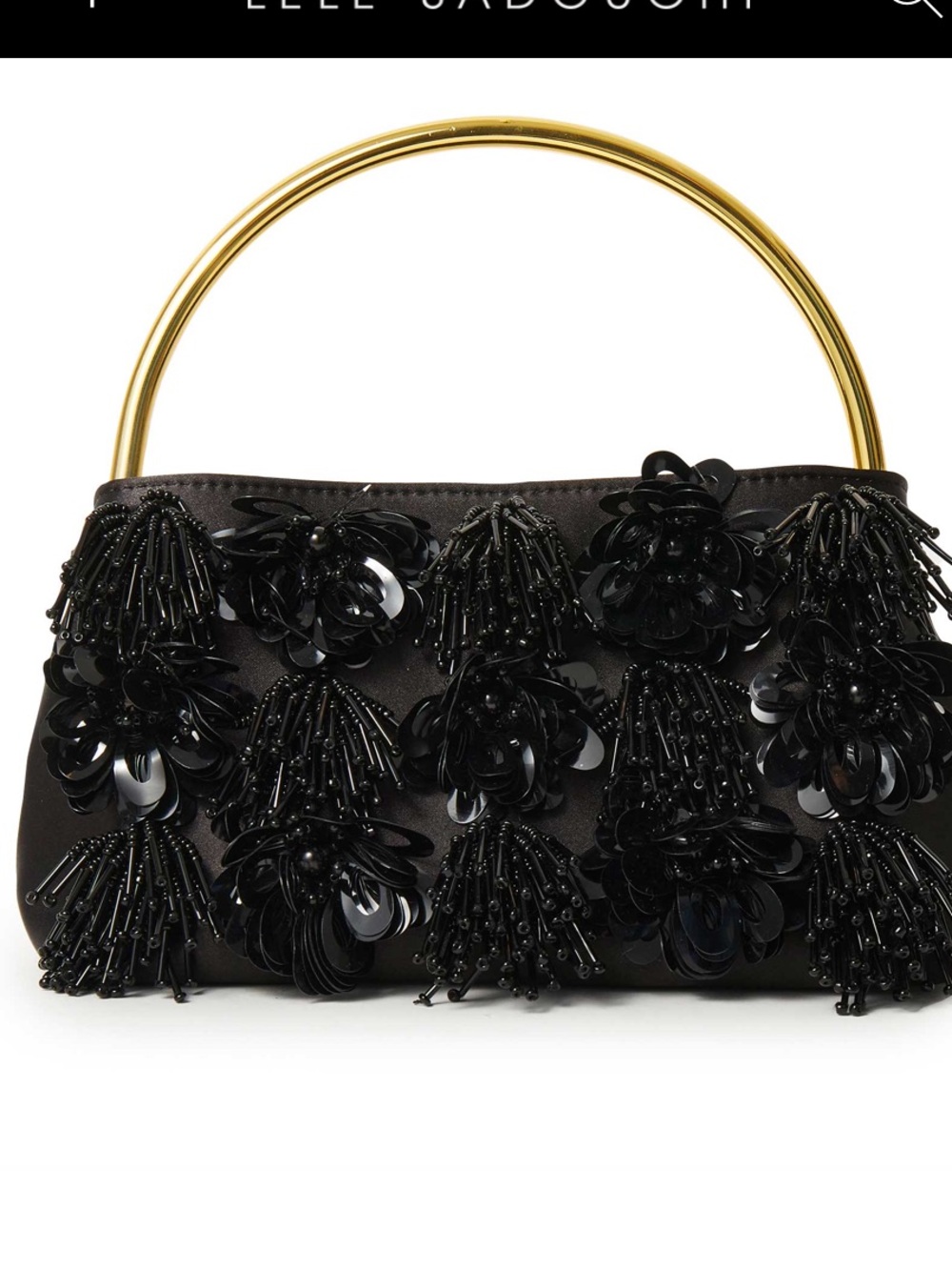 Lele Sadoughi Jet Marlowe Floral Appliqué Handbag